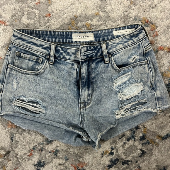 PacSun Pants - PacSun Women's Festival Light Blue Ripped Jean Shorts 26